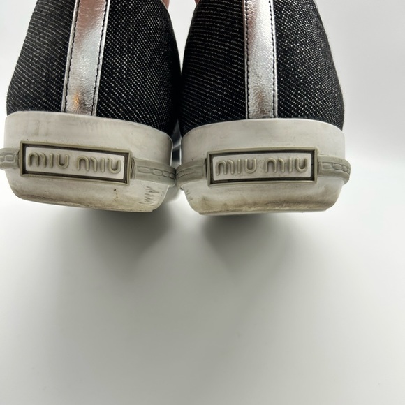 Miu miu jeans slip shoes flats athletic shoes with metal toe signed 38 - Picture 12 of 13
